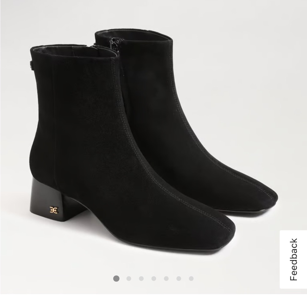 Sam Edelman Paige Black Suede Ankle Boots with Block Heel